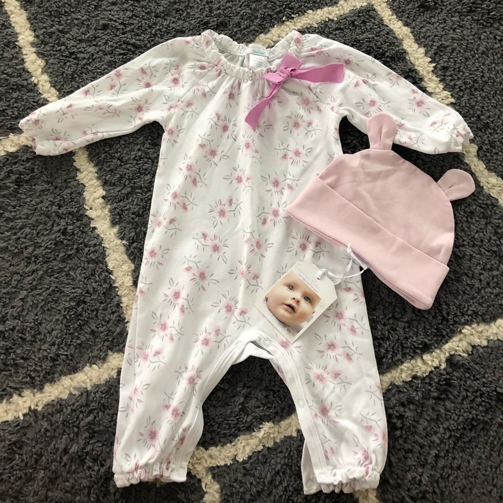 Feather Baby One Piece outfit with hat